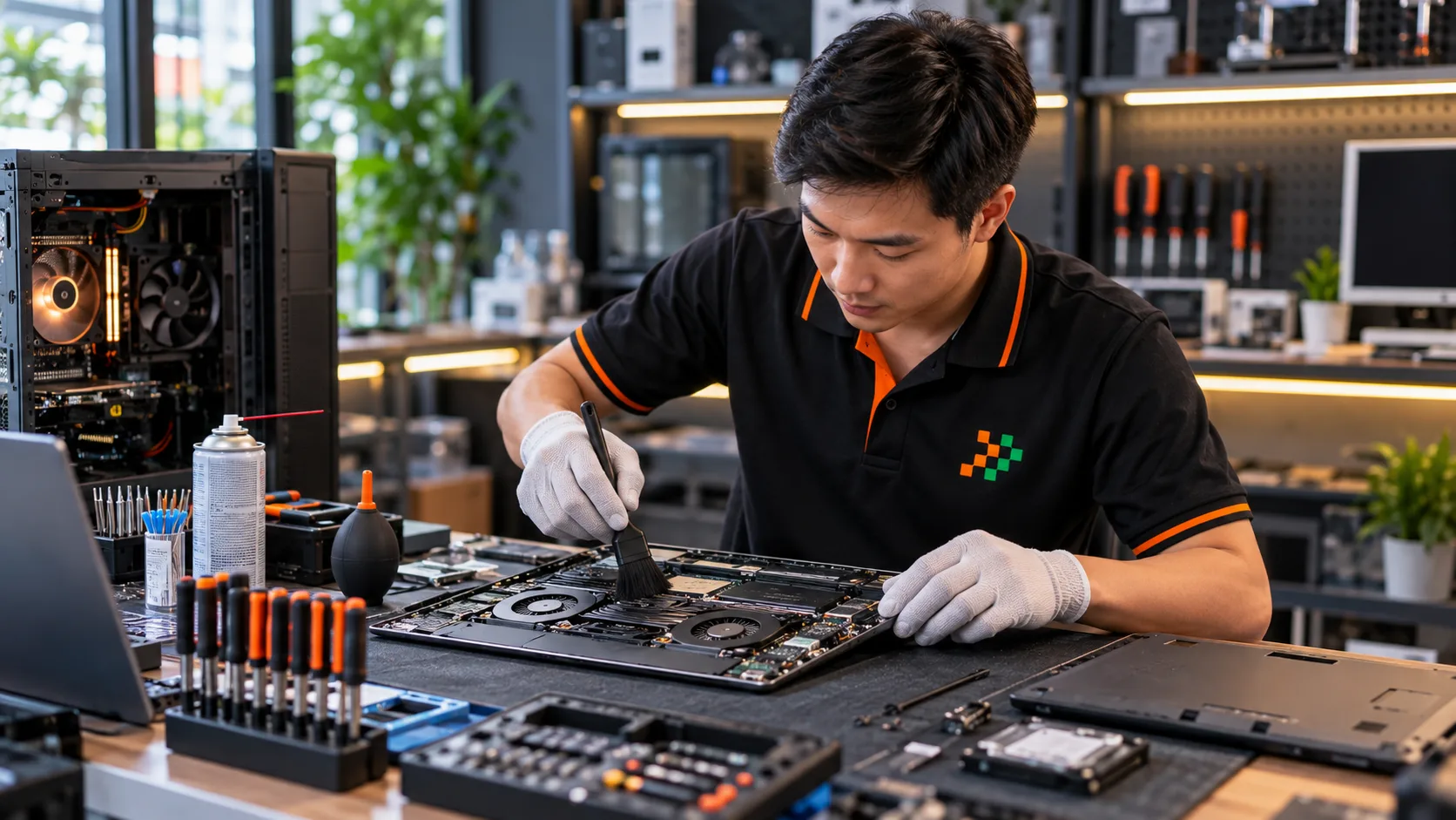 Hình minh họa vệ sinh và bảo trì máy tính